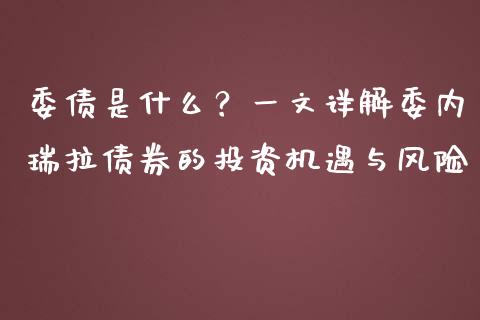 委债是什么？一文详解委内瑞拉债券的投资机遇与风险_https://m.qmgjg.com_货币基金_第1张