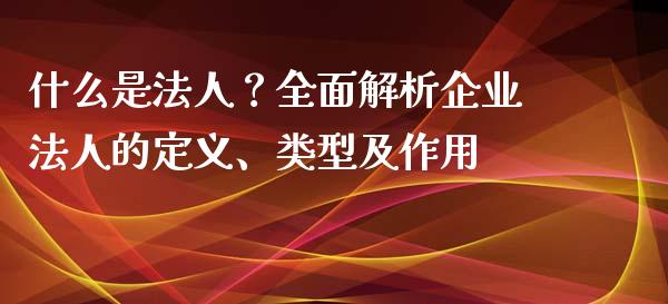 什么是法人？全面解析企业法人的定义、类型及作用_https://m.qmgjg.com_资金管理_第1张