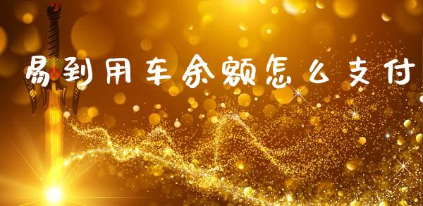 易到用车余额怎么支付_https://m.qmgjg.com_资金管理_第1张