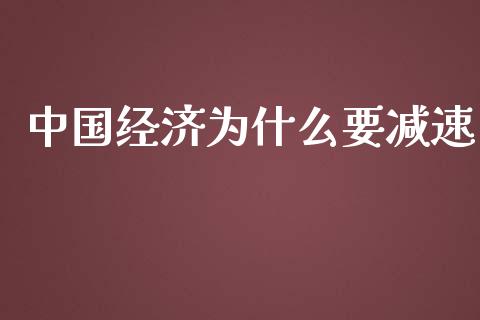 中国经济为什么要减速_https://m.qmgjg.com_货币基金_第1张
