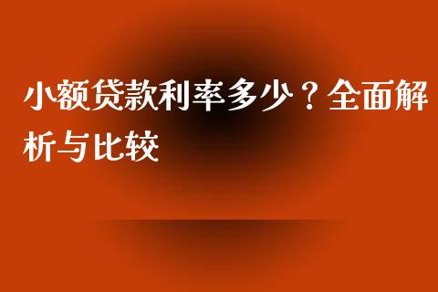 小额贷款利率多少？全面解析与比较_https://m.qmgjg.com_金融市场_第1张