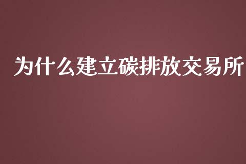 为什么建立碳排放交易所_https://m.qmgjg.com_货币基金_第1张
