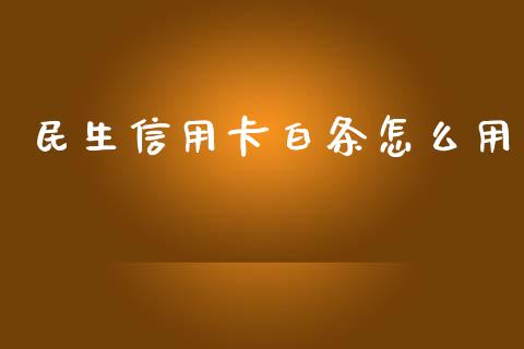 民生信用卡白条怎么用_https://m.qmgjg.com_资金管理_第1张