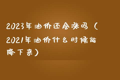 2023年油价还会涨吗（2021年油价什么时候能降下来）_https://m.qmgjg.com_货币基金_第1张