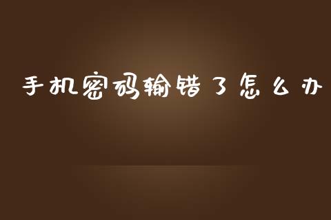 手机密码输错了怎么办_https://m.qmgjg.com_金融市场_第1张