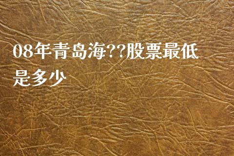 08年青岛海??股票最低是多少_https://m.qmgjg.com_资金管理_第1张
