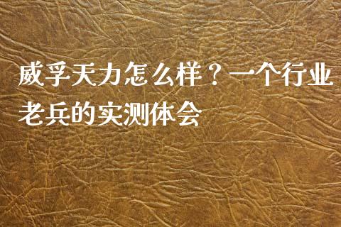 威孚天力怎么样？一个行业老兵的实测体会_https://m.qmgjg.com_货币基金_第1张