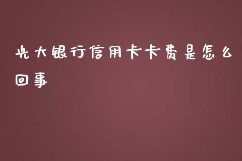 光大银行信用卡卡费是怎么回事_https://m.qmgjg.com_资金管理_第1张