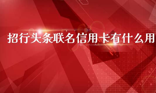 招行头条联名信用卡有什么用_https://m.qmgjg.com_货币基金_第1张