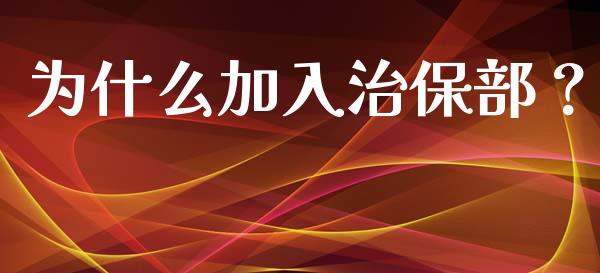 为什么加入治保部？_https://m.qmgjg.com_货币基金_第1张