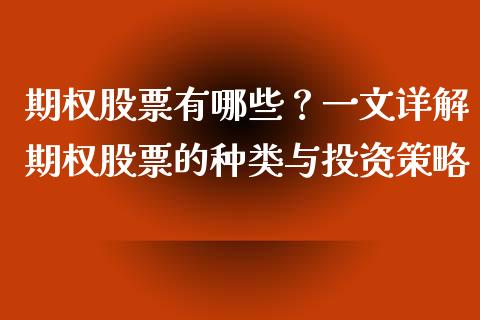 期权股票有哪些？一文详解期权股票的种类与投资策略_https://m.qmgjg.com_货币基金_第1张