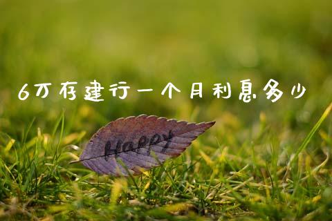6万存建行一个月利息多少_https://m.qmgjg.com_金融市场_第1张