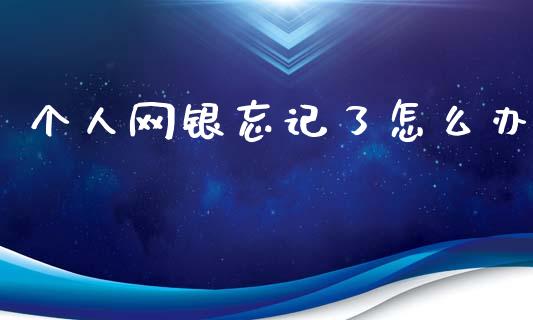 个人网银忘记了怎么办_https://m.qmgjg.com_资金管理_第1张