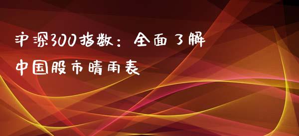 沪深300指数：全面了解中国股市晴雨表_https://m.qmgjg.com_货币基金_第1张