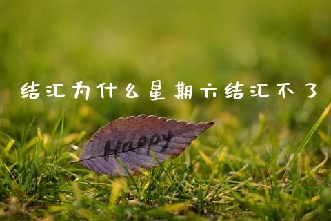 结汇为什么星期六结汇不了_https://m.qmgjg.com_投资银行_第1张