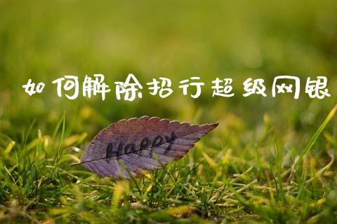 如何解除招行超级网银_https://m.qmgjg.com_货币基金_第1张