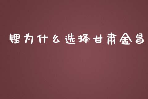 锂为什么选择甘肃金昌_https://m.qmgjg.com_货币基金_第1张