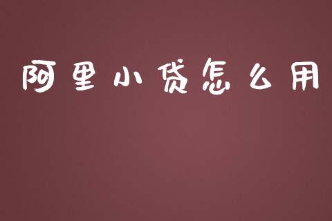 阿里小贷怎么用_https://m.qmgjg.com_金融市场_第1张