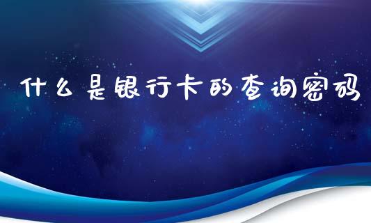 什么是银行卡的查询密码_https://m.qmgjg.com_投资银行_第1张