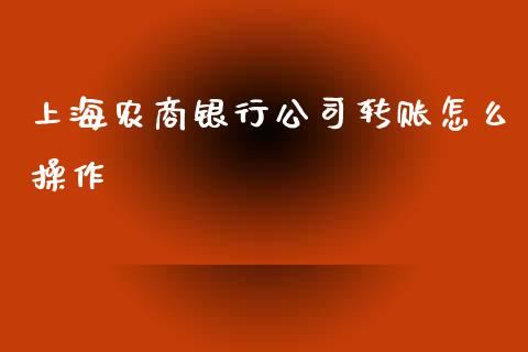 上海农商银行公司转账怎么操作_https://m.qmgjg.com_金融市场_第1张