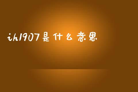 ih1907是什么意思_https://m.qmgjg.com_投资银行_第1张