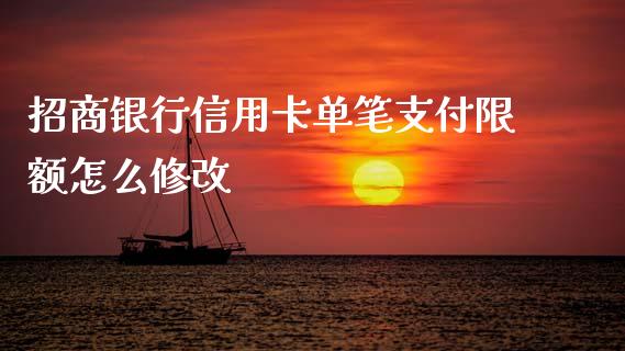 招商银行信用卡单笔支付限额怎么修改_https://m.qmgjg.com_投资银行_第1张