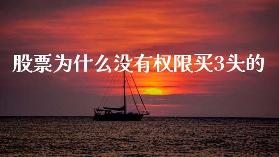 股票为什么没有权限买3头的_https://m.qmgjg.com_金融市场_第1张