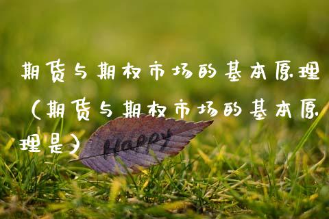 期货与期权市场的基本原理（期货与期权市场的基本原理是）_https://m.qmgjg.com_资金管理_第1张