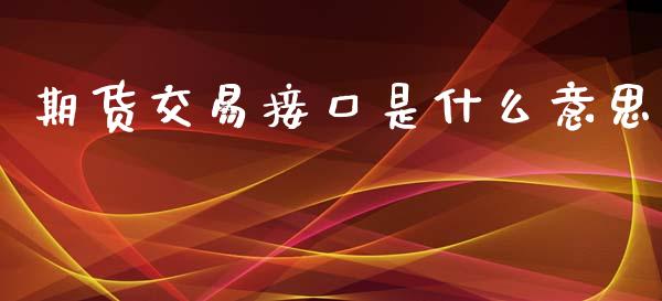 期货交易接口是什么意思_https://m.qmgjg.com_投资银行_第1张