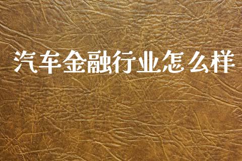 汽车金融行业怎么样_https://m.qmgjg.com_货币基金_第1张