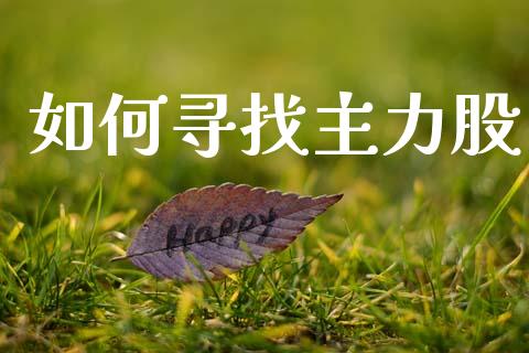如何寻找主力股_https://m.qmgjg.com_投资银行_第1张