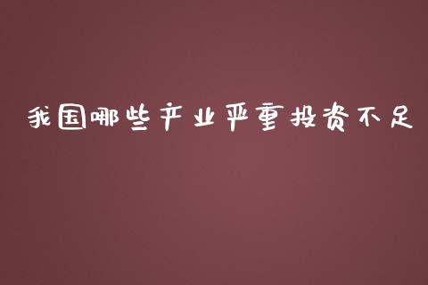 我国哪些产业严重投资不足_https://m.qmgjg.com_货币基金_第1张