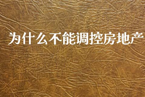 为什么不能调控房地产_https://m.qmgjg.com_资金管理_第1张