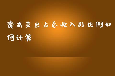 资本支出占总收入的比例如何计算_https://m.qmgjg.com_金融市场_第1张