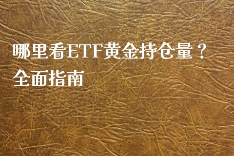 哪里看ETF黄金持仓量？全面指南_https://m.qmgjg.com_投资银行_第1张