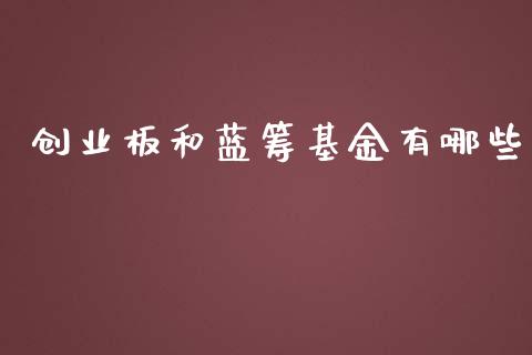 创业板和蓝筹基金有哪些_https://m.qmgjg.com_资金管理_第1张