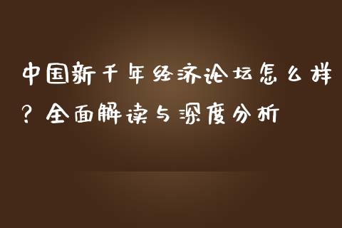 中国新千年经济论坛怎么样？全面解读与深度分析_https://m.qmgjg.com_资金管理_第1张