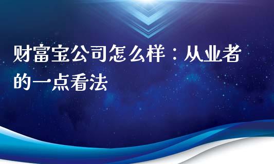 财富宝公司怎么样：从业者的一点看法_https://m.qmgjg.com_资金管理_第1张