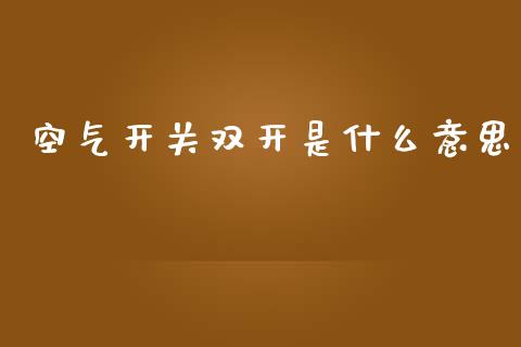 空气开关双开是什么意思_https://m.qmgjg.com_资金管理_第1张