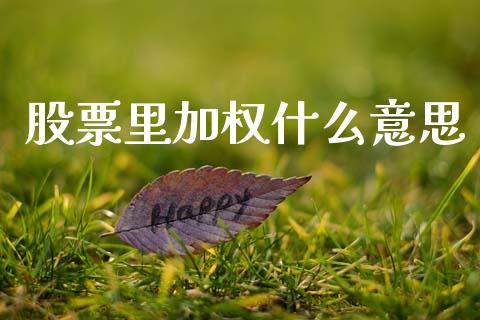 股票里加权什么意思_https://m.qmgjg.com_金融市场_第1张