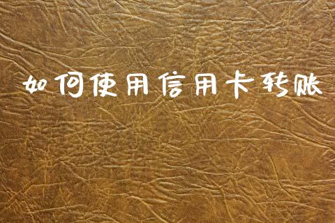如何使用信用卡转账_https://m.qmgjg.com_货币基金_第1张