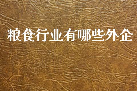 粮食行业有哪些外企_https://m.qmgjg.com_资金管理_第1张