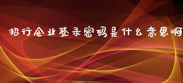 招行企业登录密码是什么意思啊_https://m.qmgjg.com_货币基金_第1张